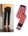 Plus aksamitne wysokiej talii dżinsy damskie spodnie Slim elastyczne ciepłe Vintage Jean Femme spodnie jeansowe ołówkowe 2019 gr