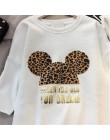 2020 kobiet letnia sukienka Minnie Mickey Leopard Cartoon krótki rękaw czarny biały Casual Mini moda luźne duże sukienki Plus Si