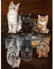 HUACAN diament malarstwo kot diament haft tygrys 5D DIY diament mozaika zwierząt słoń pies pełny okrągły plac wystrój domu