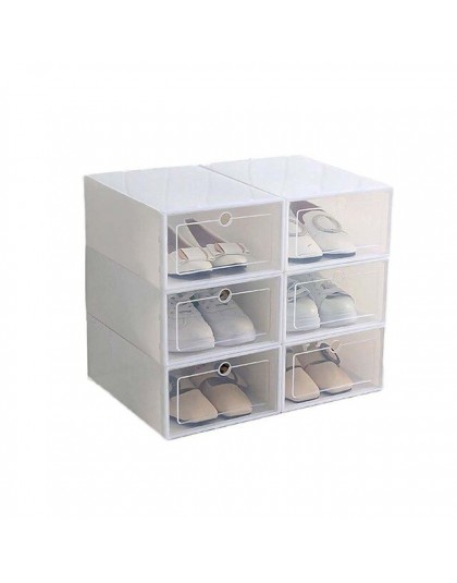 6 sztuk plastikowe pudełko na buty wieżowych składany Organizer na obuwie szuflada schowek Case z przerzucanie jasne drzwi panie