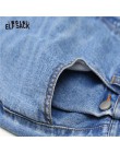 ELFSACK niebieski jednolity, z kieszenią umyte na co dzień proste damskie jeansy 2020 zimowa elastyczna talia koreańska luźna bi