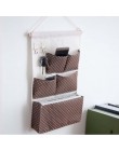 5 kieszenie Cotton Linen Wall wiszące torby do przechowywania składane etui na drzwi sypialnia uchwyt do przechowywania w domu w