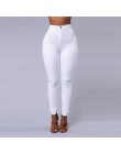 Jednokolorowy cienki dżinsy kobieta biały czarny wysokiej talii renderowania dżinsy Vintage Sexy długie spodnie Femme spodnie oł