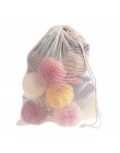 Anpro 1x owoce warzywa torby bawełniane zmywalne wielokrotnego użytku produkują przechowywanie w kuchni siatkowa torba ze sznurk