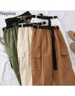 Neploe Harajuku Streetwear Cargo spodnie damskie na co dzień biegaczy spodnie wysokiej talii luźne spodnie damskie koreański Pan