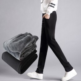 LOMAIYI Plus Size ciepłe spodnie zimowe dla kobiet koreańskie spodnie dresowe damskie spodnie damskie czarny miękki polar spodni