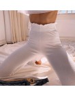 WannaThis kobiety ołówek spodnie 2019 jesień Ruffles eleganckie białe szczupła na co dzień kobiet spodnie ze stretchem białe leg