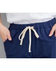 Najnowsza szykowna rozrywka bawełniana pościel długie spodnie damskie elastyczne kieszenie w pasie luźne spodnie Plus rozmiar 2X