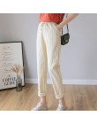Kobiety Casual Harajuku długie spodnie do kostek 2020 letnia jesień Plus rozmiar jednolita elastyczna talia bawełniane lniane sp