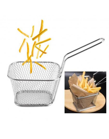 1PC stal nierdzewna metalowy kosz porcja prezentacja żywności narzędzia kuchenne frytki kosz Mini Fry przechowywanie kuchnia agd