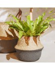 Gospodarstwa domowego składana trawa morska tkane kosze do przechowywania wazon ogrodowy wiszący kosz z uszami do przechowywania