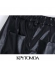 Vintage stylowe Faux Leather wysokiej zwężone spodnie Harem kobiet 2020 moda elastyczna Paperbag talii kieszenie kobiet PU spodn