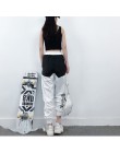 Wysokiej talii list łączone spodnie Cargo kobiety luźne Harajuku BF kostki kombinezony spodnie Plus rozmiar Hip Hop damskie spod