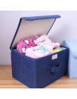 Bawełniana tkanina lniana składane pudełka do przechowywania CD składane pojemniki zabawki organizator z pokrywkami i uchwytami 