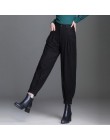 LOMAIYI ciepłe, jesienne/zimowe spodnie szerokie nogawki dla kobiet luźne szarawary damskie spodnie biurowe kobieta spodnie z wy