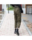Kobiety moda Streetwear Cargo spodnie zieleń wojskowa biegaczy do kostek kobiece luźne spodnie Casual Plus rozmiar koreański sty