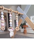 Nordic Baby Gym zagraj w przedszkole Sensory Ring-pull Toy drewniana rama niemowlę pokój maluch wieszak na ubrania prezent wystr