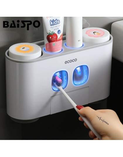 BAISPO łazienka automatyczny dozownik pasty do zębów pasta do zębów wyciskacz pasta na ścianę uchwyt na szczoteczki do zębów zes