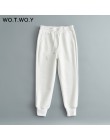 WOTWOY Casual Chammy białe spodnie Khaki kobiety 2020 wysokiej talii kieszenie lina biodrowa zimowe spodnie damskie grube ciepłe