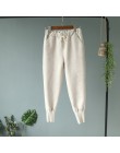 Kobiety wiosna zamszu Harem spodnie wysokiej talii elastyczne kieszenie w pasie spodnie Harem spodnie na co dzień jesień luźne s