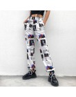 SUCHCUTE Cargo spodnie damskie z nadrukiem spodnie z szerokimi nogawkami główna ulica Punk kobiet Breeche Harajuku spodnie harem
