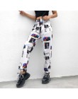 SUCHCUTE Cargo spodnie damskie z nadrukiem spodnie z szerokimi nogawkami główna ulica Punk kobiet Breeche Harajuku spodnie harem