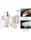 6 sztuk bambusa łazienka zestaw szczotka do wc uchwyt szczoteczka szklany kubek dozownik do mydła mydelniczka akcesoria łazienko
