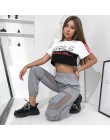 Rapwriter lato siatkowy patchwork elastyczne spodnie z wysokim stanem kobiet 2019 Streetwear Harajuku duża kieszeń spodnie dreso