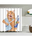 Kot kreskówkowy tkanina poliestrowa z nadrukiem prysznic zasłona do łazienki Nordic wodoodporna zasłonka do kąpieli zasłony Home