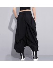 [EAM] 2020 nowa wiosna wysoki elastyczny pas czarny krotnie bandaż Stitch luźne długie spodnie krzyżowe spodnie damskie moda JF8