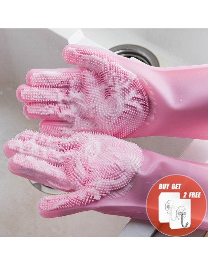 2 sztuk wielofunkcyjne silikonowe rękawice do sprzątania magiczne silikonowe rękawiczki do mycia naczyń dla kuchni gospodarstwa 