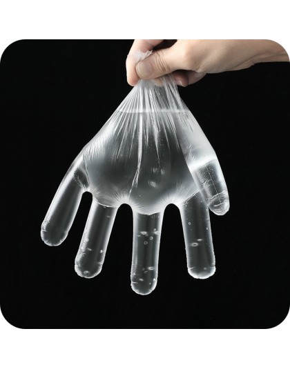 100 sztuk/partia jednorazowe rękawiczki jednorazowe plastikowe rękawiczki restauracja grill przezroczyste ekologiczne rękawice P