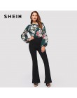 SHEIN czarne eleganckie biuro Lady elastyczny pas Flare Hem spodnie Casual solidne minimalistyczne spodnie 2019 wiosna kobiet sp