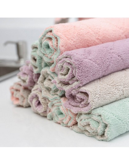 5 sztuk mikrofibra o dużej chłonności kuchnia danie tkaniny ręcznik czysta ściereczka do zlewu wycierania nieprzywierająca ścier