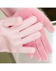 Rękawice kuchenne silikonowe rękawice do sprzątania magia danie rękawica do mycia do gospodarstwa domowego Scrubber gumowe narzę