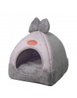 Składane legowisko dla kota samo ocieplenie dla kotów domowych psia buda z odpinanym materacem klatka dla szczeniąt szary różowy