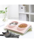 Pet podwójne miski żywności podajnik wody ze stali nierdzewnej kot miska na karmę dla psa szczeniak koty zaopatrzenie dla zwierz