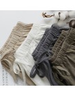 2020 spodenki z bawełny i lnu damskie szorty na lato spodnie damskie Feminino wysokie elastyczne Wasit Home luźne spodenki z kie