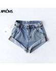 Aproms Casual niebieskie spodnie jeansowe damskie seksowne guziki z wysokim stanem kieszenie Slim Fit spodenki 2020 Summer Beach