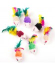 1/5/10 sztuk śmieszne kot interaktywne fałszywe kolorowe piórka pluszowa mysz kotek Mini myszy gry zabawki dźwięk piskliwy losow