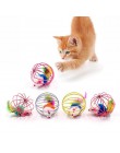 1pc kot zabawka z piórkiem kot kij różdżka z piórami z mały dzwonek mysz zabawkowe klatki plastikowe sztuczne kolorowe zabawka d