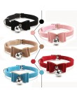 Bezpieczeństwo elastyczna muszka z dzwonkiem dla małych psów obroża dla kota bezpieczna z miękkiego aksamitu 6 kolorów produkty 