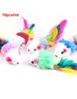 10 sztuk/partia futra królika fałszywe myszy zwierzęta kot zabawki pióro Rainbow Ball zabawki Cayts Mini śmieszne gry zabawki dl