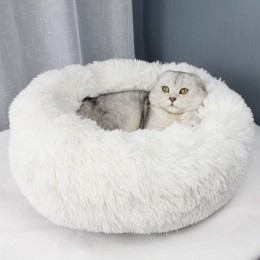 Długie pluszowe Super miękkie łóżko dla zwierząt hodowla pies okrągły kot zimowy ciepły śpiący kot dom torba poduszka dla szczen