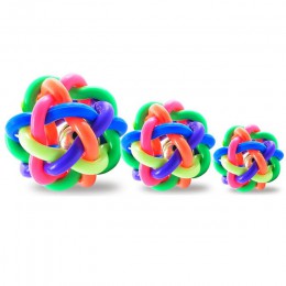 1Pc okrągłe gumowe Rainbow piłka dla zwierzaka kolorowe pies tkane piłka pies kot interaktywna zabawka zabawki do żucia zęby szk
