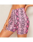 Seksowne damskie szorty na lato nowy nadruk węża spodenki z wysokim stanem w pasie krótkie spodnie damskie spodnie szorty Mujer