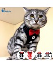 Eleganckie szelki dla psa i kota kamizelka ze smyczą Bowtie regulowany garnitur Tuxedo śliczne Bowknot Cat zestaw smycz i uprząż