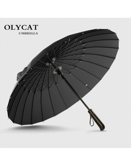 Gorąca sprzedaż marki parasol przeciwdeszczowy mężczyźni jakości 24K mocny wiatroszczelny rama z włókna szklanego drewniany para