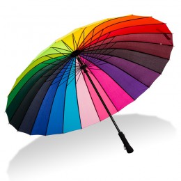 24K Rainbow duży parasol wiatroszczelna męska skórzana długa rączka wojownik parasol kobieta parasol na słońce i deszcz z torbą 
