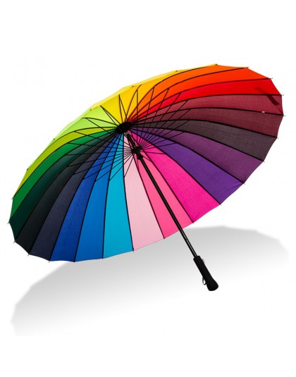 24K Rainbow duży parasol wiatroszczelna męska skórzana długa rączka wojownik parasol kobieta parasol na słońce i deszcz z torbą 